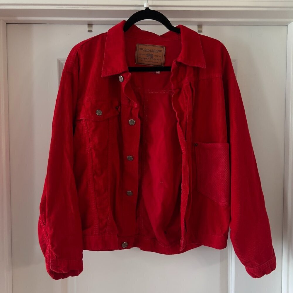 639 Dr. Collectors Jacket Denim Vintage Fade Red Strawberry sz XS